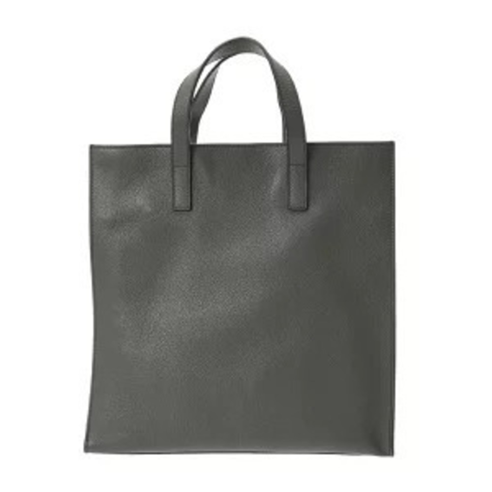 Prada Plate Gray Leather Tote Bag